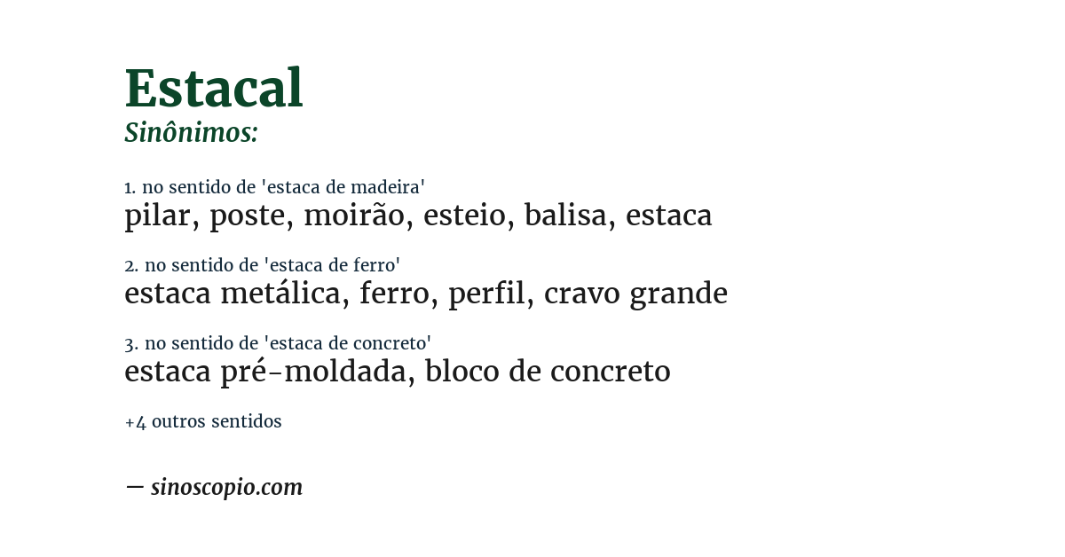 Sinônimo de estacal