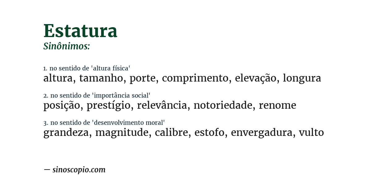 Sinônimo de estatura