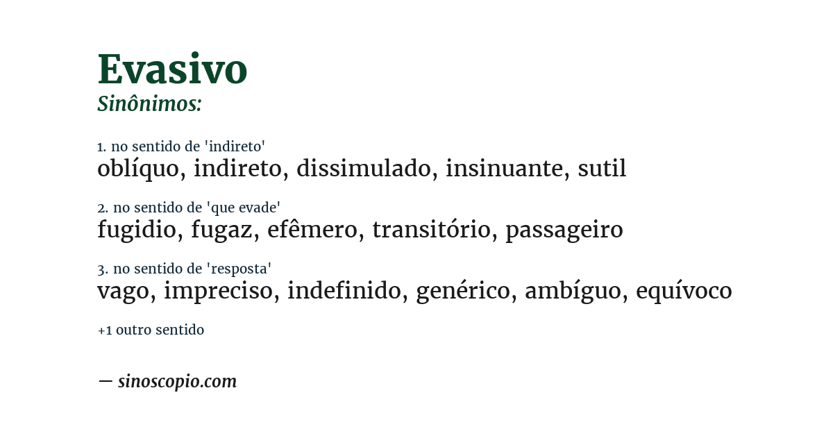 Sinônimo de evasivo