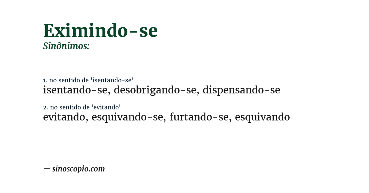Sinônimo de eximindo-se
