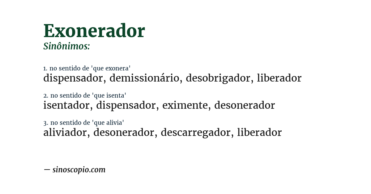 Sinônimo de exonerador