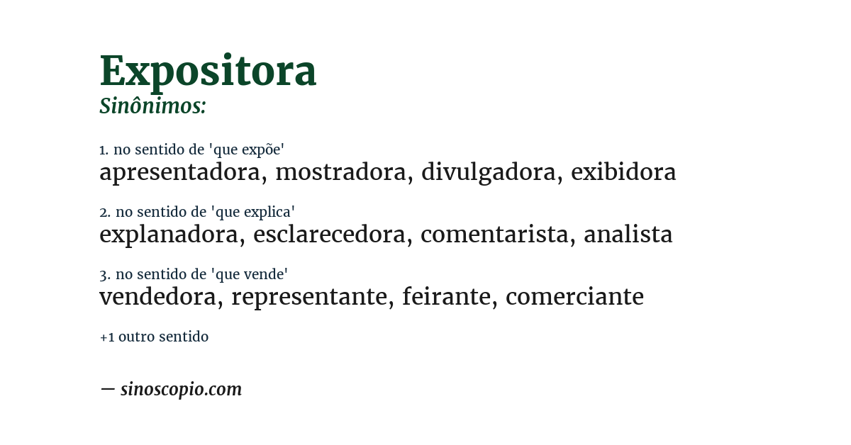 Sinônimo de expositora