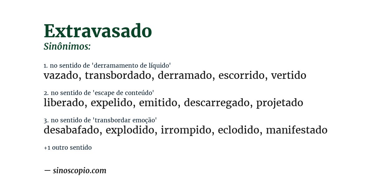 Sinônimo de extravasado