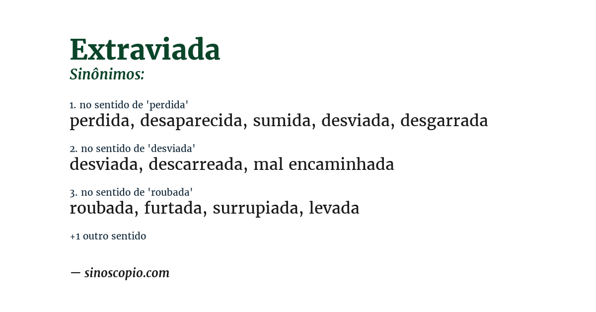 Sinônimo de extraviada