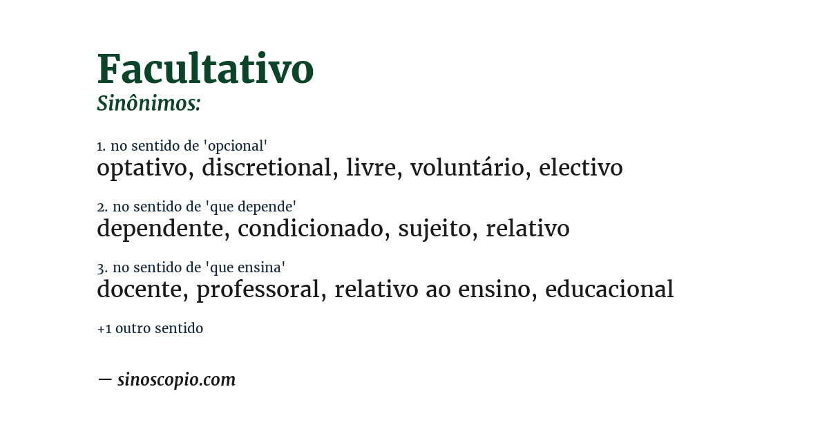 Sinônimo de facultativo