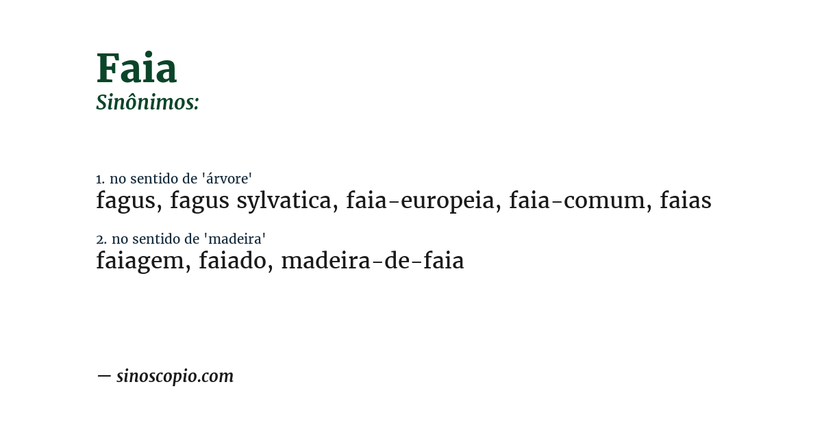 Sinônimo de faia