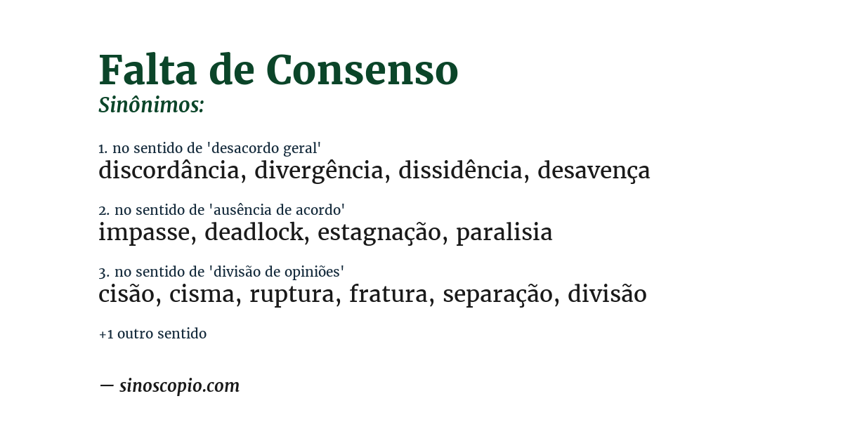 Sinônimo de falta de consenso