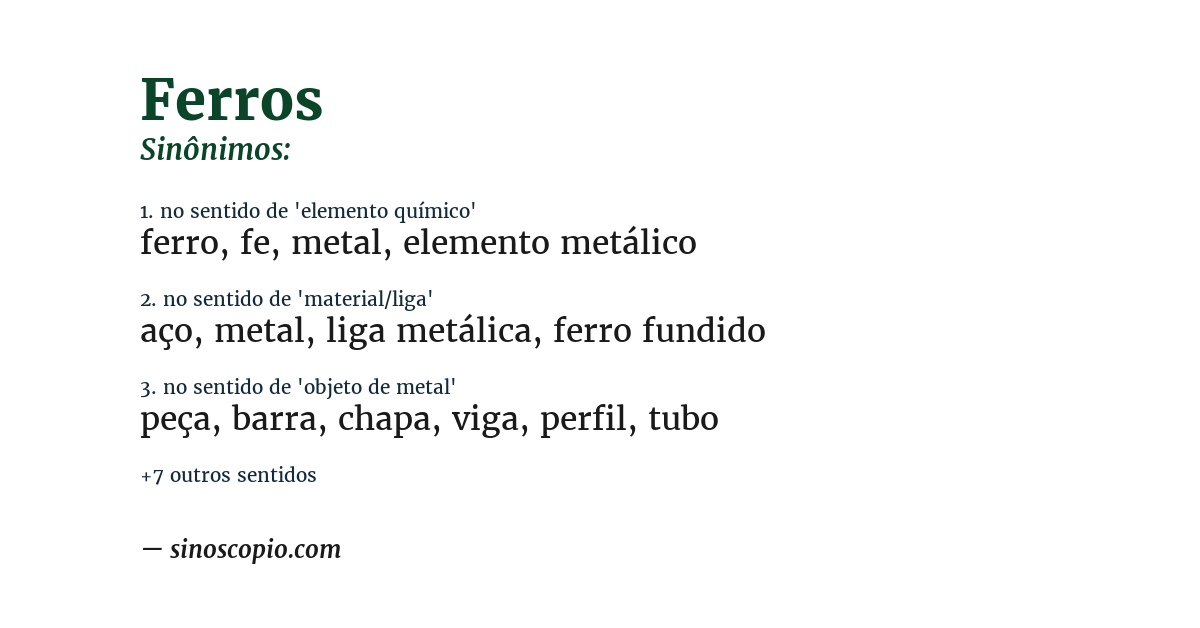 Sinônimo de ferros