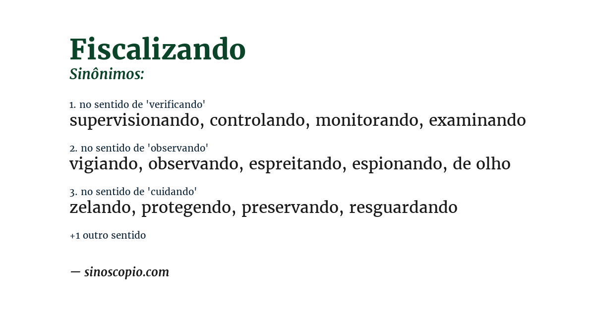 Sinônimo de fiscalizando