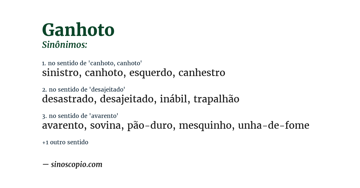 Sinônimo de ganhoto