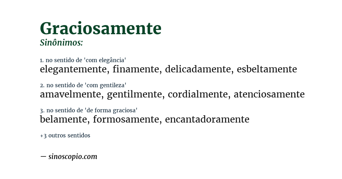 Sinônimo de graciosamente