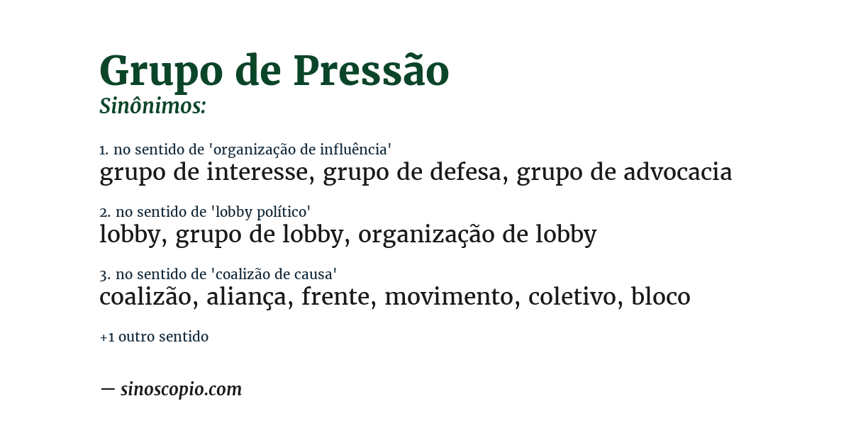 Sinônimo de grupo de pressão