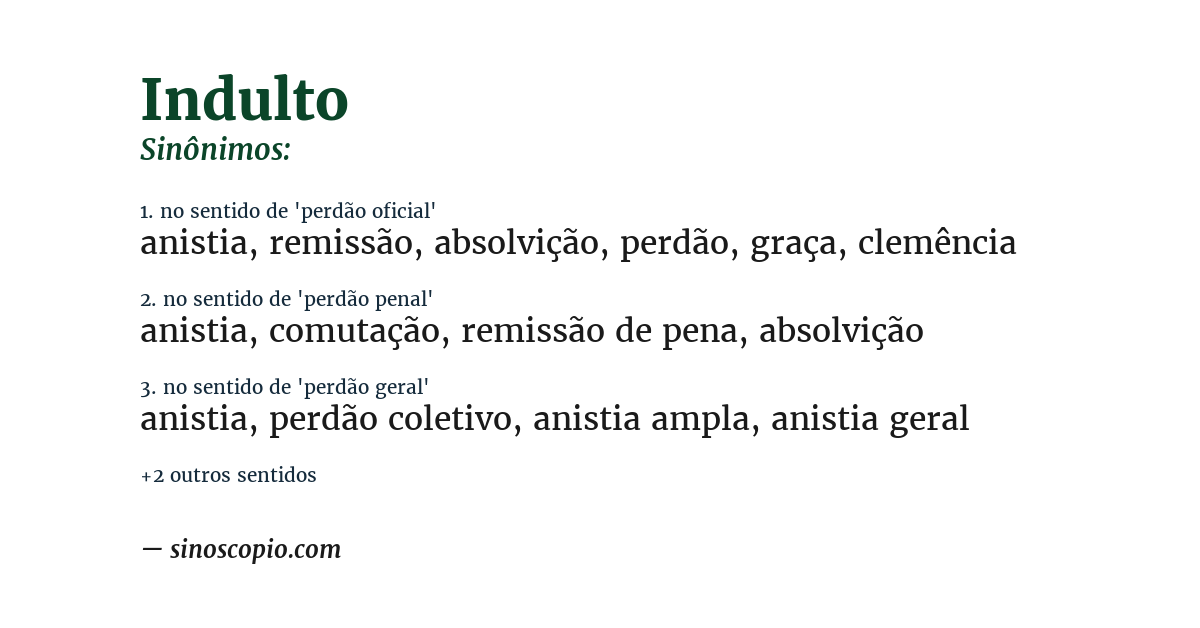 Sinônimo de indulto