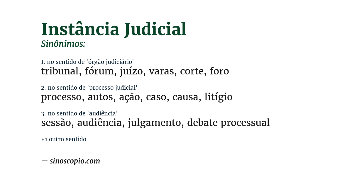 Sinônimo de instância judicial