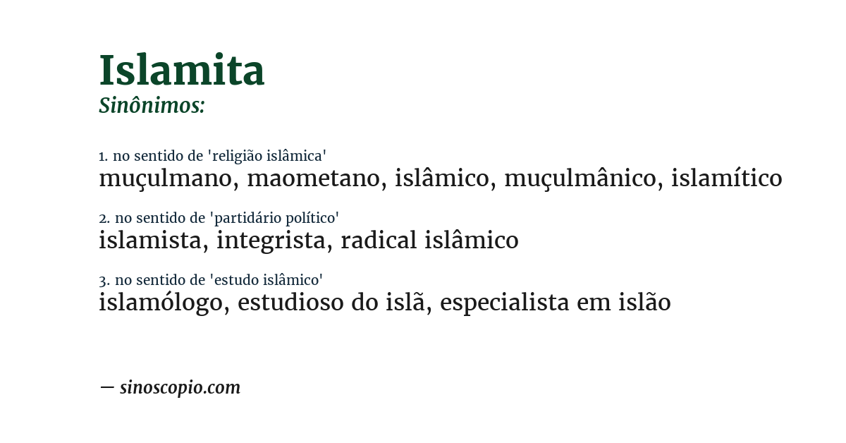 Sinônimo de islamita