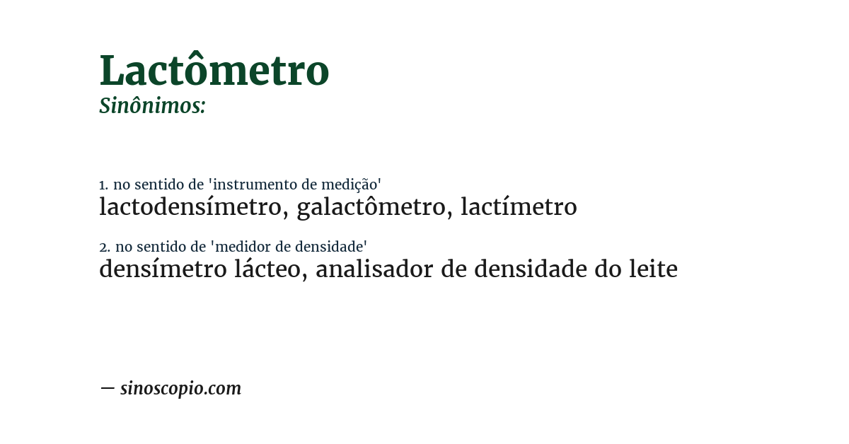 Sinônimo de lactômetro