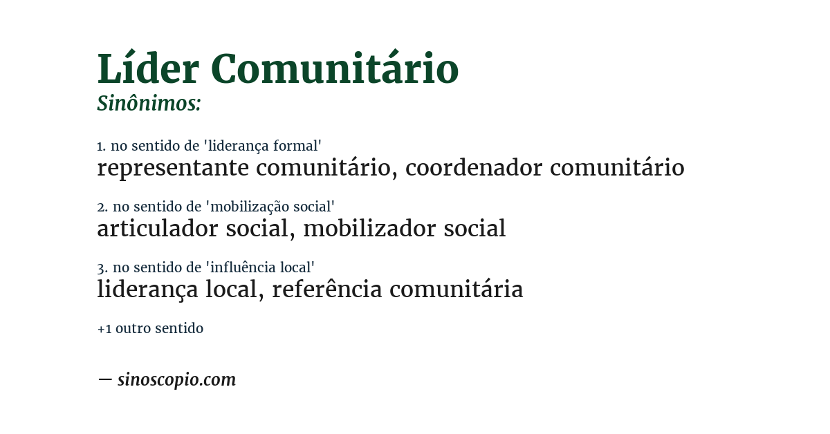 Sinônimo de líder comunitário