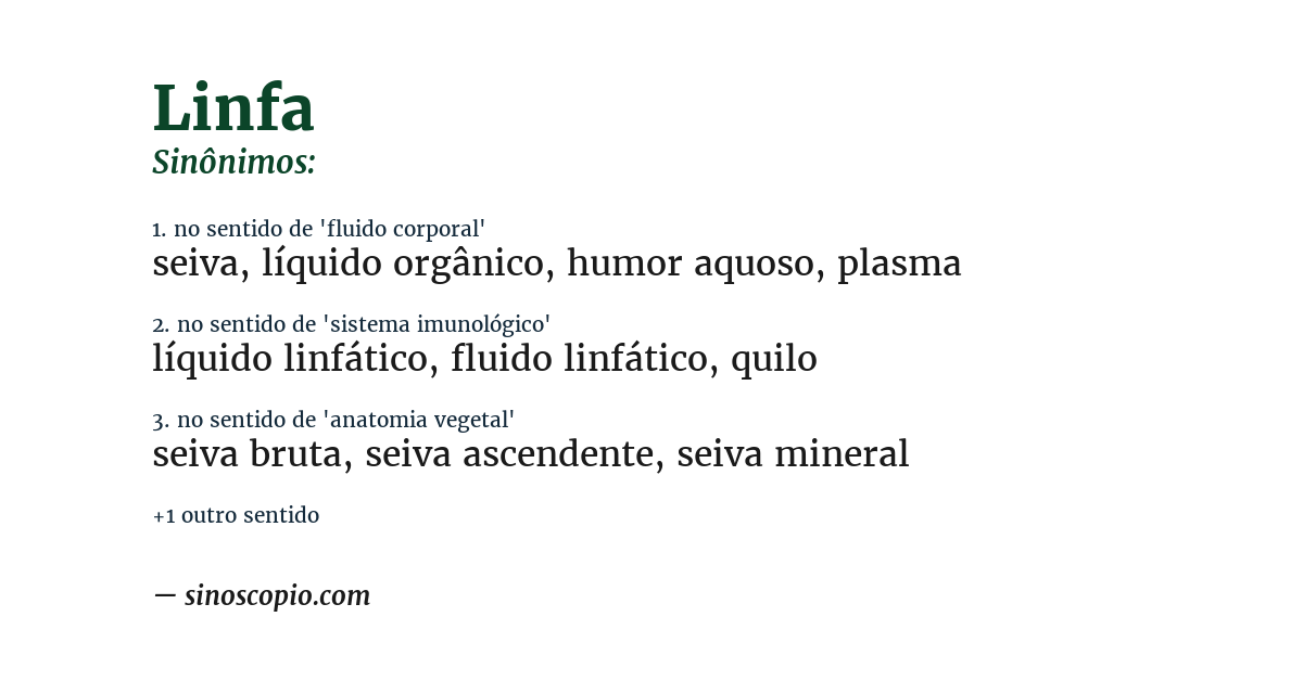 Sinônimo de linfa