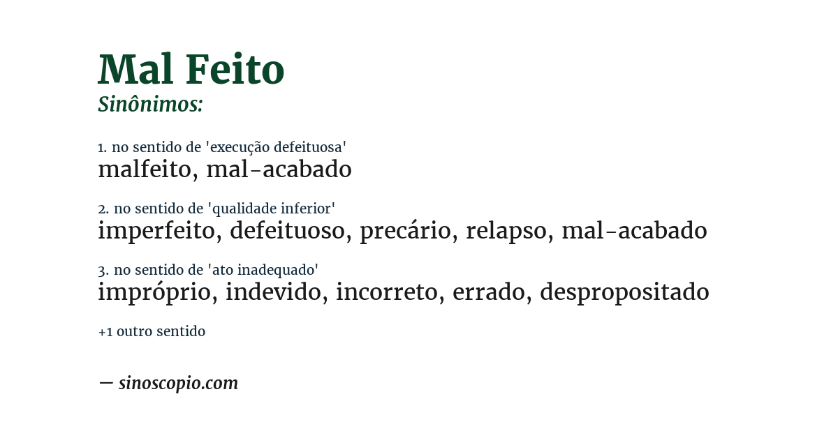 Sinônimo de mal feito