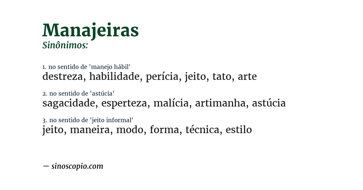 Sinônimo de manajeiras