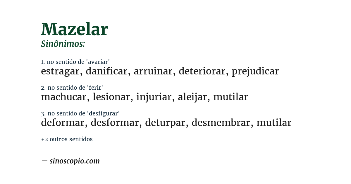 Sinônimo de mazelar