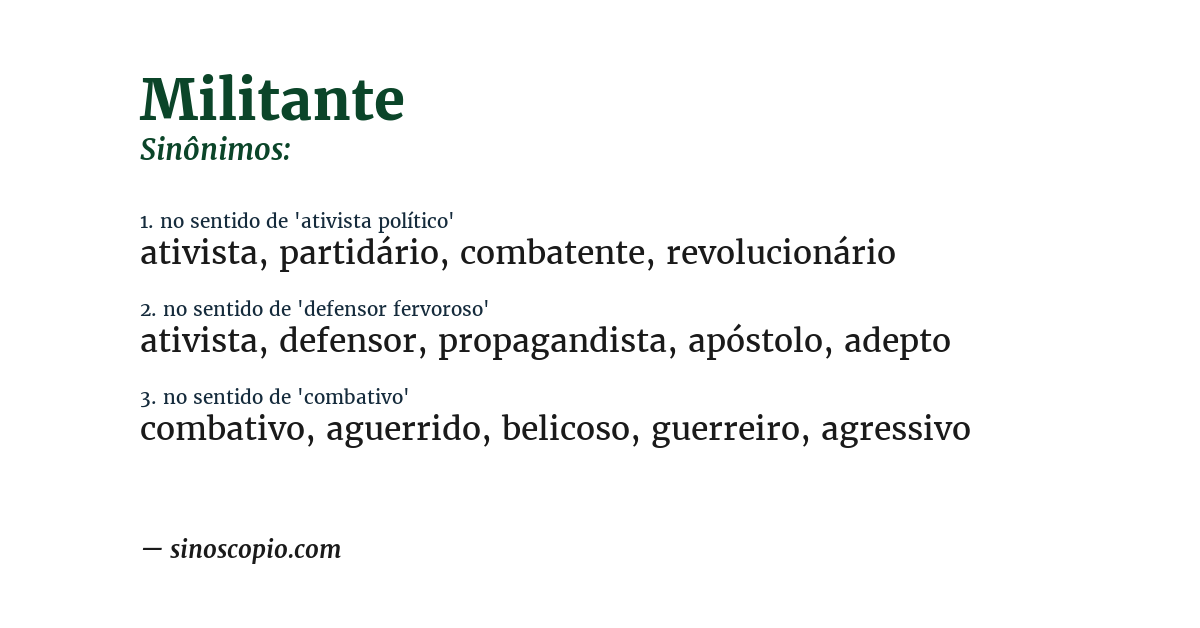 Sinônimo de militante