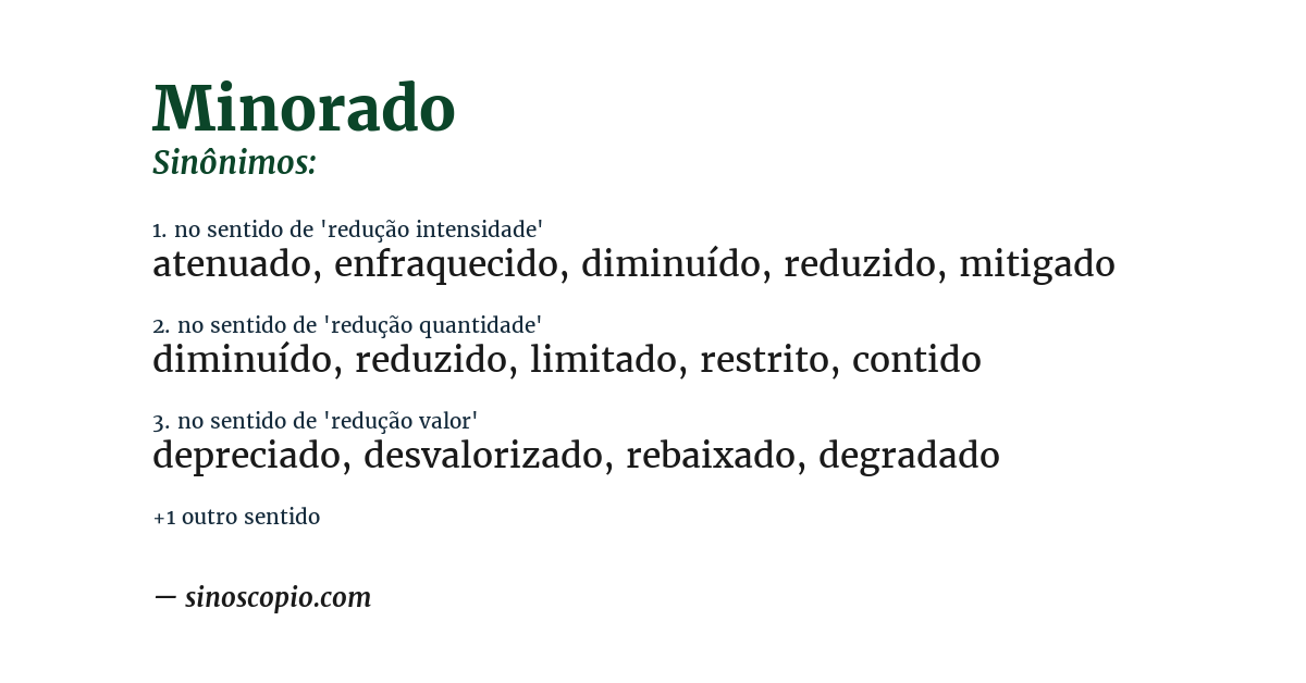 Sinônimo de minorado