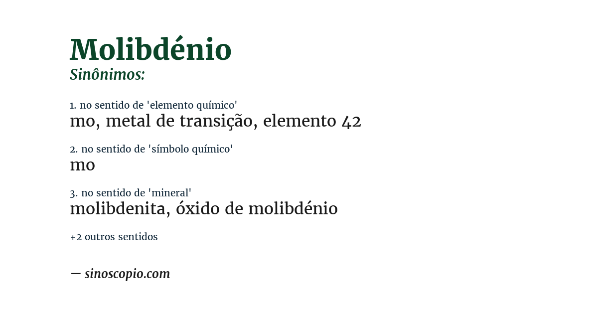 Sinônimo de molibdénio