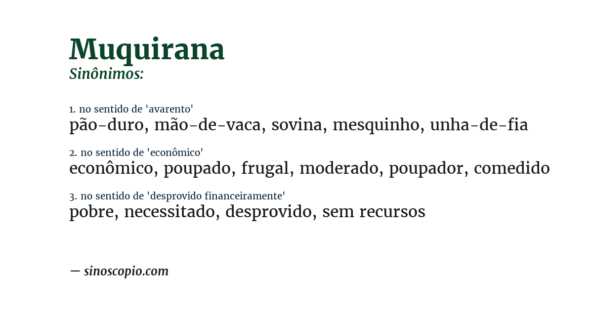 Sinônimo de muquirana