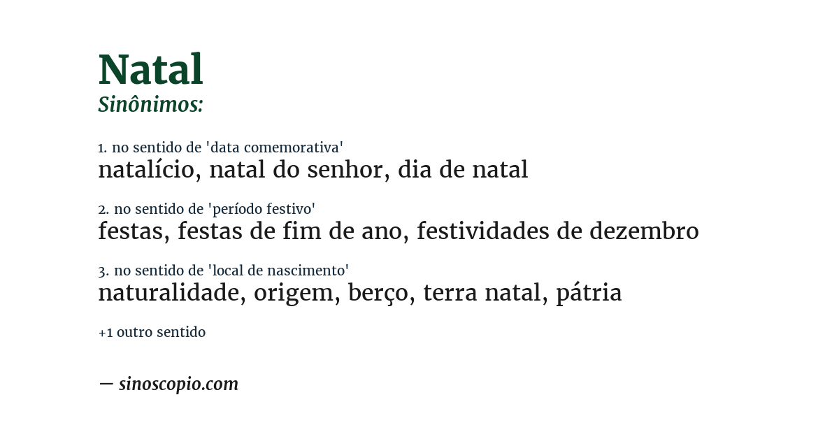Sinônimo de natal