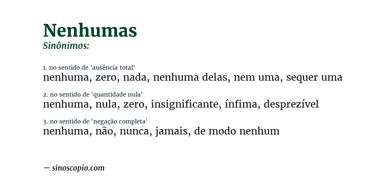 Sinônimo de nenhumas