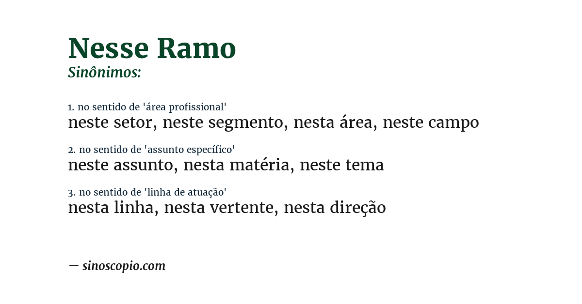 Sinônimo de nesse ramo