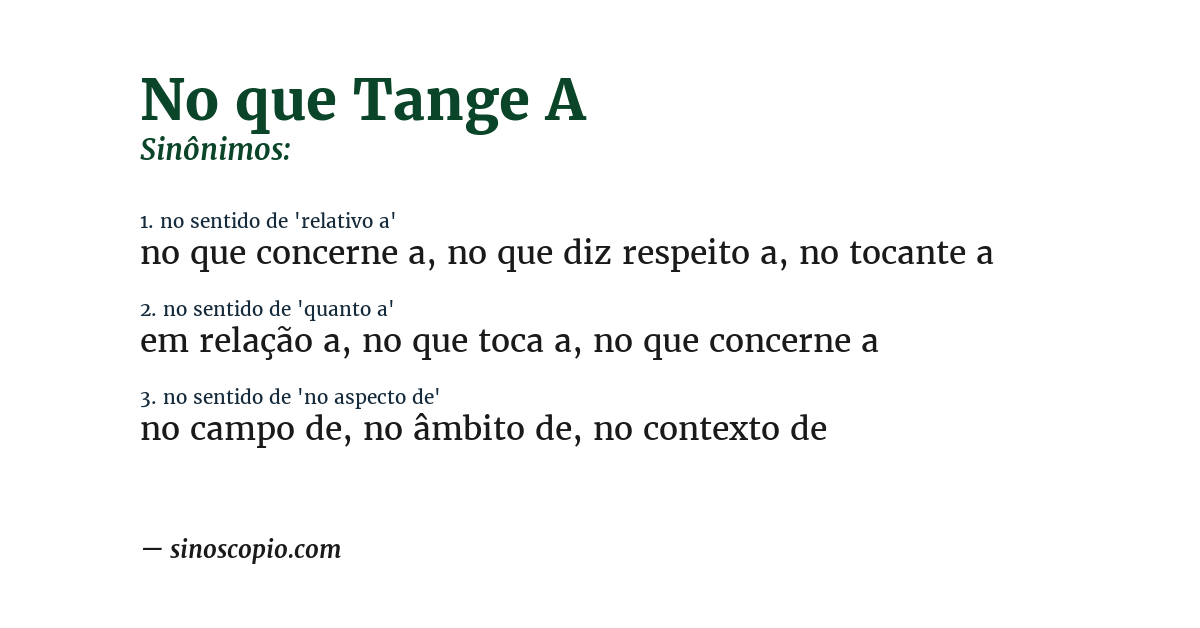 Sinônimo de no que tange a