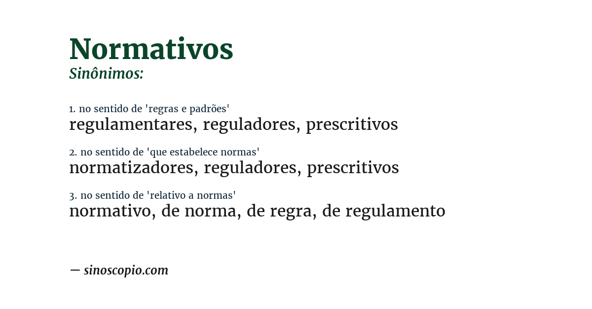 Sinônimo de normativos