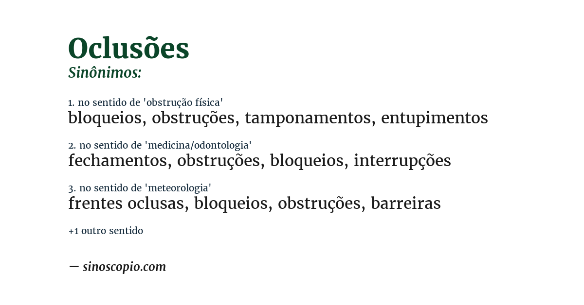 Sinônimo de oclusões