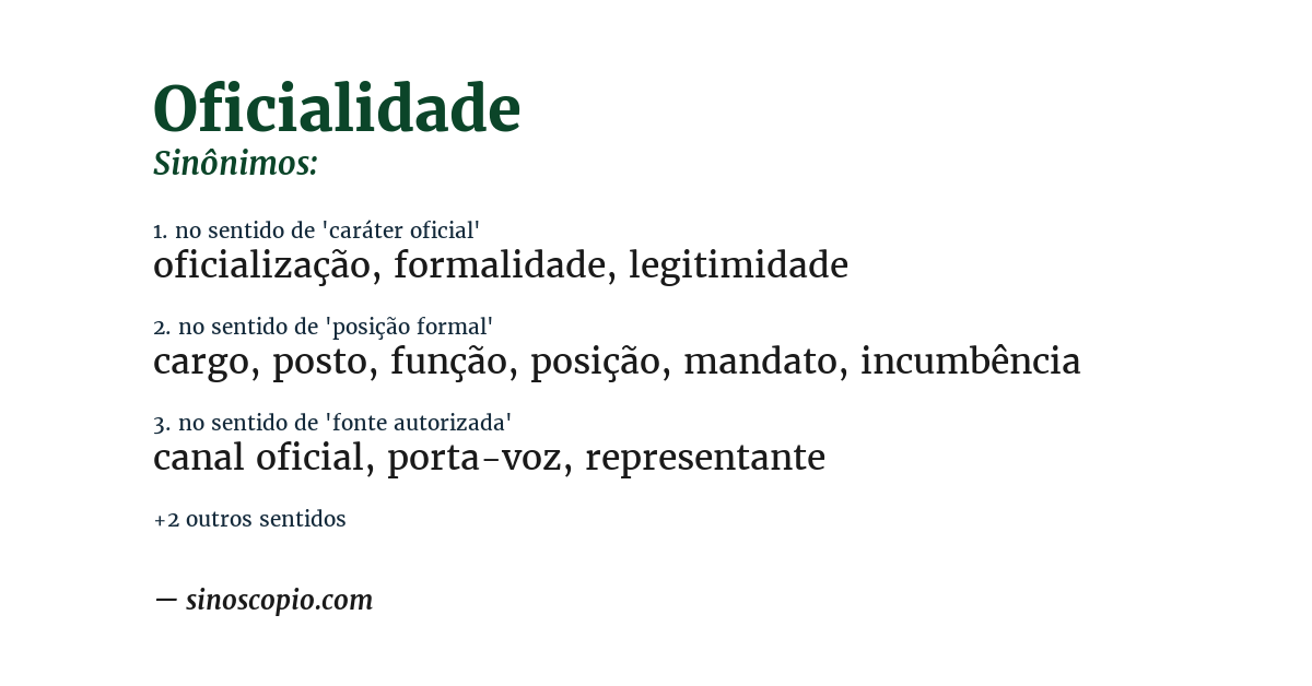 Sinônimo de oficialidade