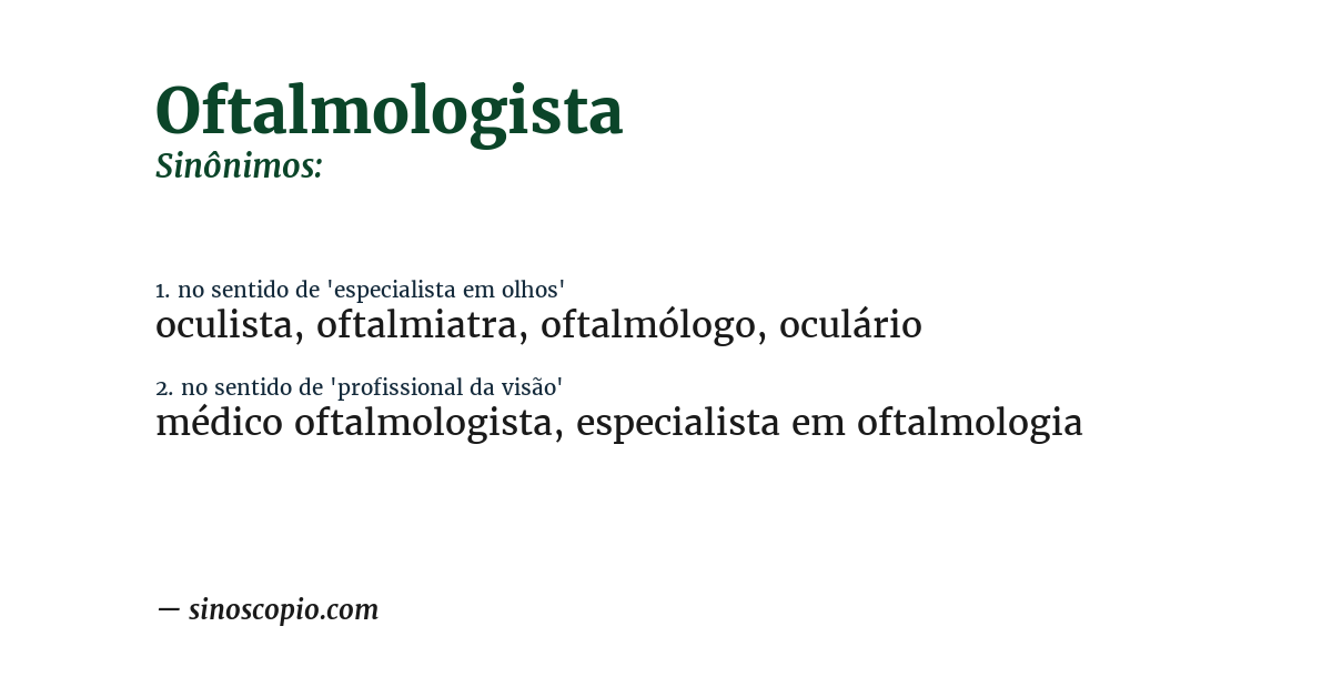 Sinônimo de oftalmologista