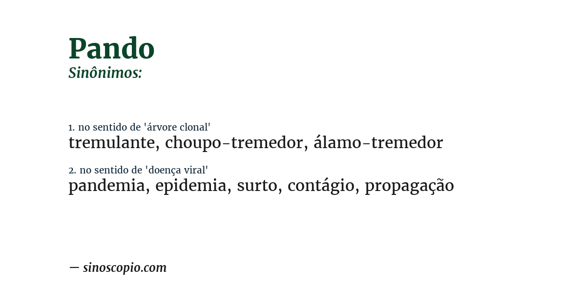 Sinônimo de pando