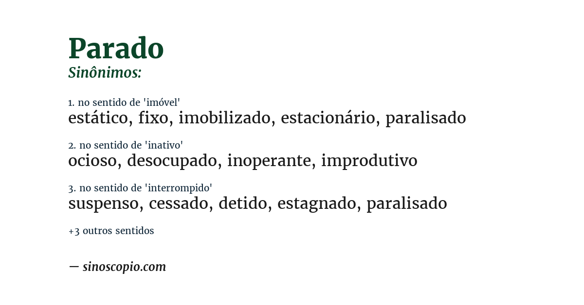 Sinônimo de parado