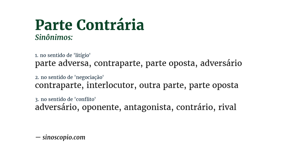 Sinônimo de parte contrária