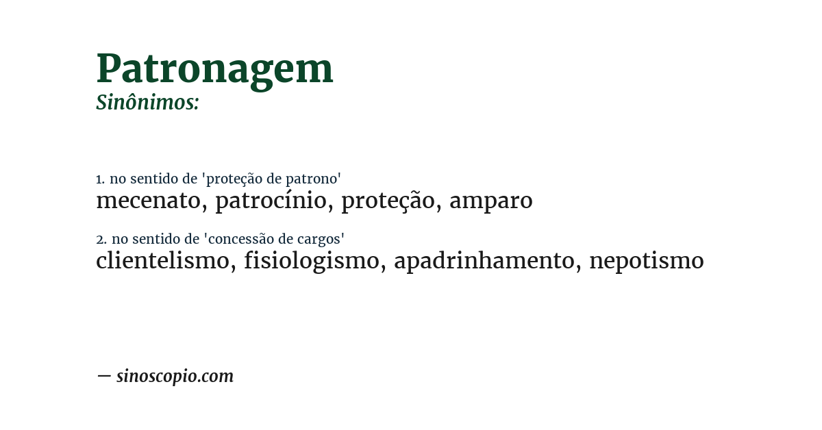 Sinônimo de patronagem