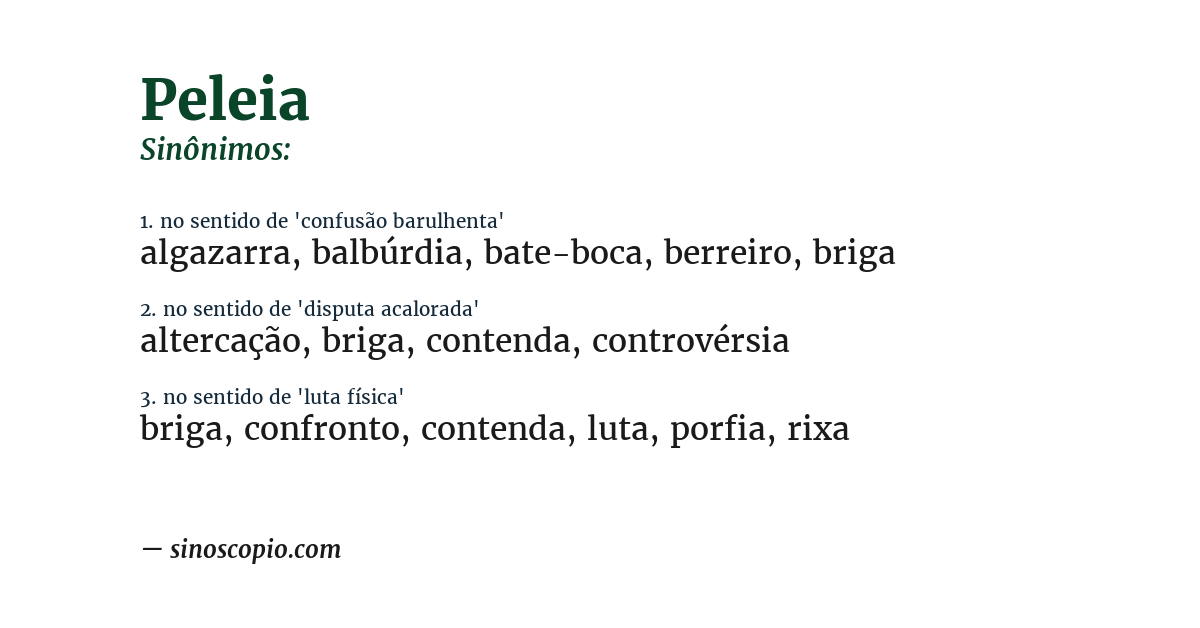 Sinônimo de peleia