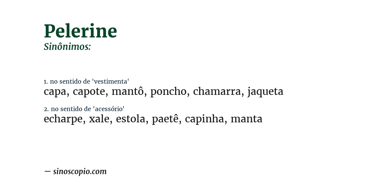 Sinônimo de pelerine