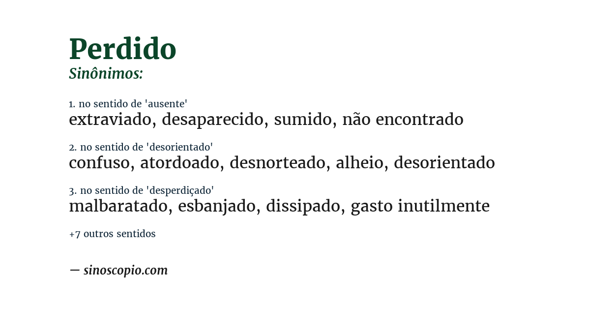 Sinônimo de perdido