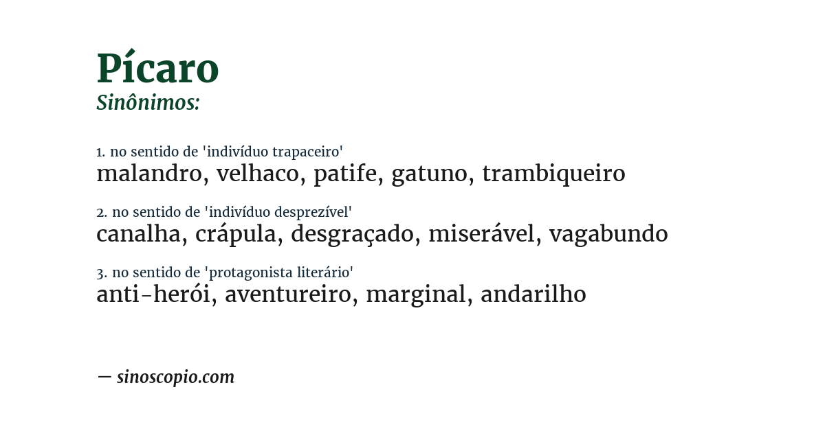 Sinônimo de pícaro