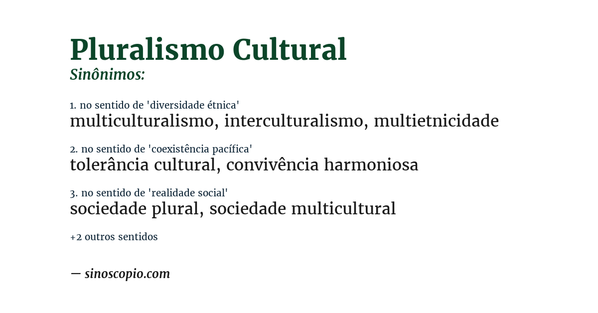 Sinônimo de pluralismo cultural