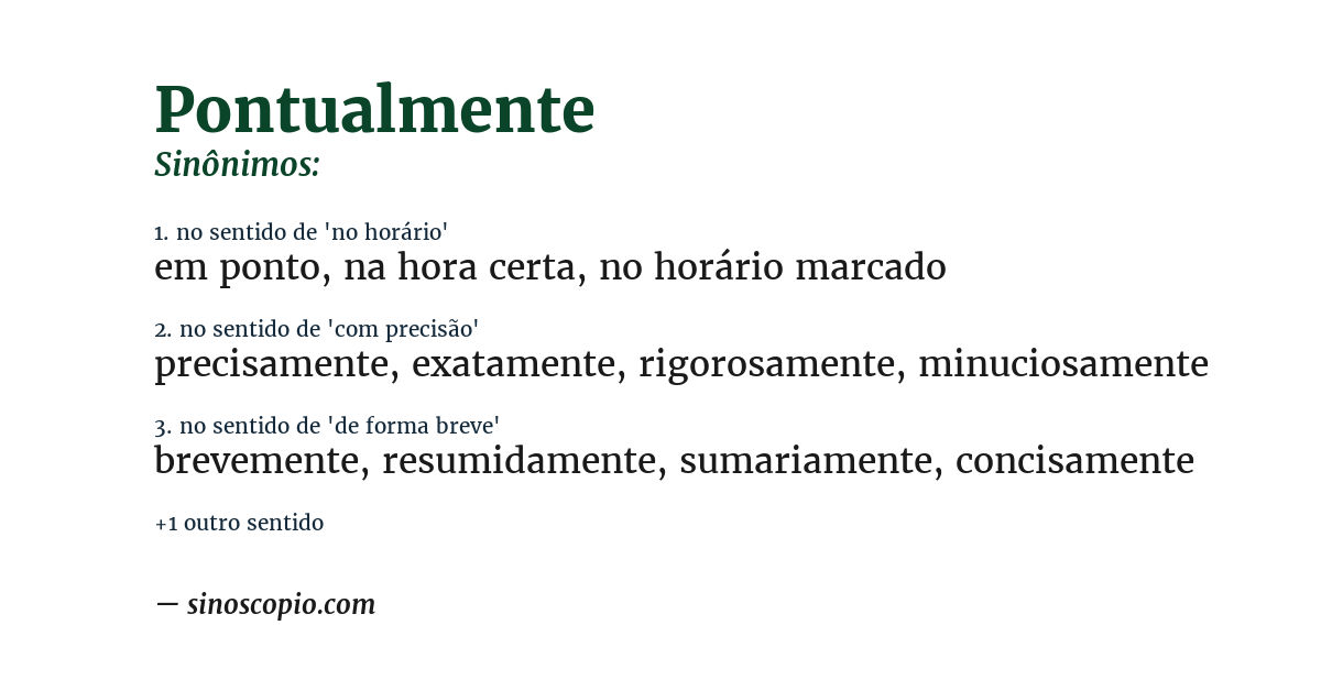 Sinônimo de pontualmente