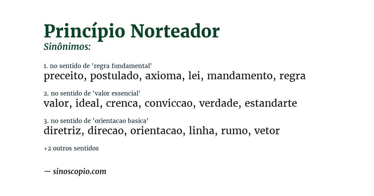 Sinônimo de princípio norteador