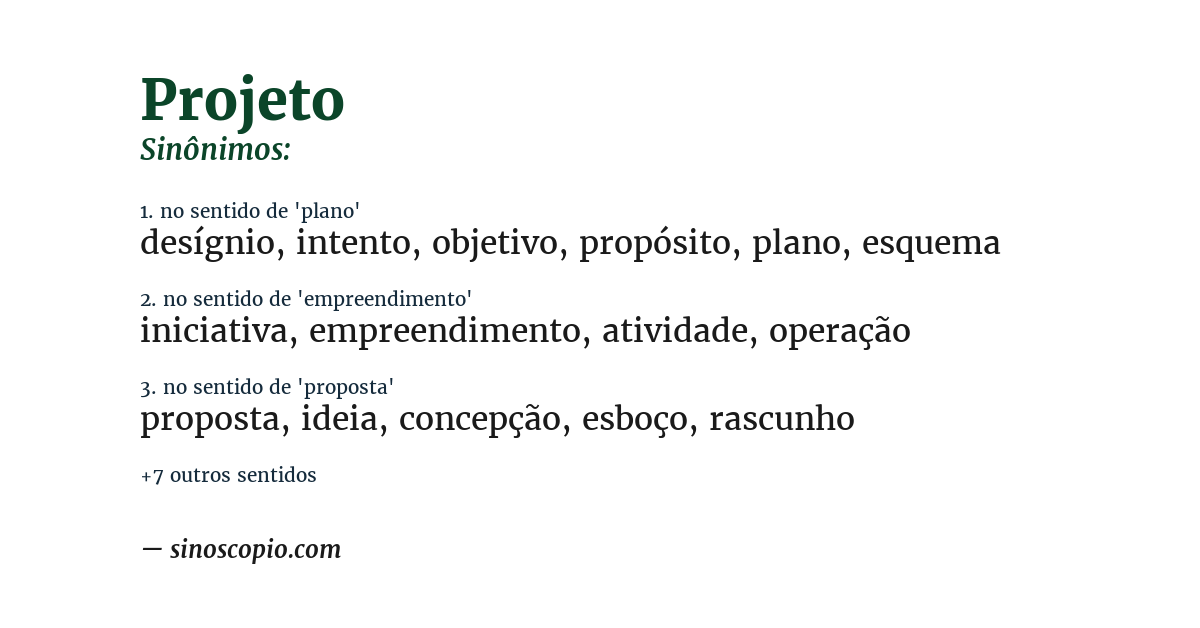 Sinônimo de projeto