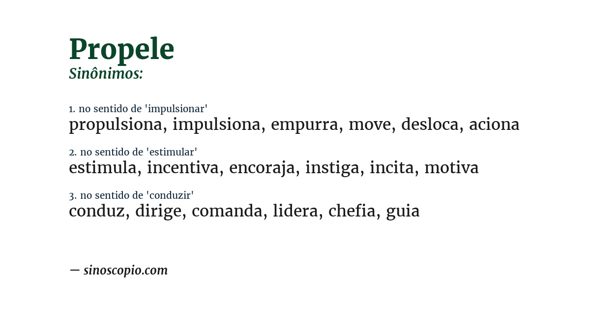 Sinônimo de propele